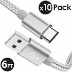 10X 6FT USB Type C Fast Charging Cable For Samsung Galaxy S8 S9 S10 Plus Note8 9