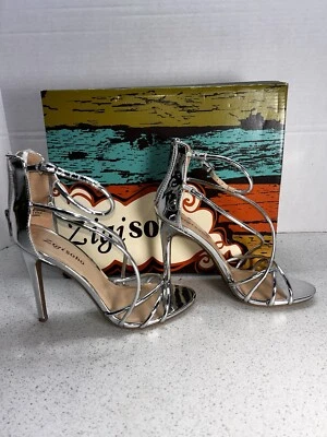 Сандалии на каблуках Zigi Soho серебристые/хромированные с ремешками размер 7 для новогодней вечеринки клуба - Изображение 1 из 4