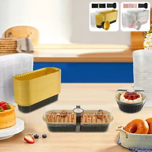 100Pcs Mini Loaf Baking Pan Reusable Aluminum Foil Cake Container with Lid✉ - Picture 1 of 22