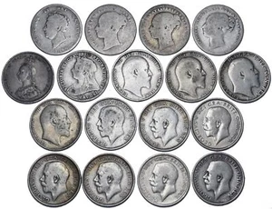 1826 - 1918 Shillings Lot (17 Coins) - British Silver Coins - All Different - Picture 1 of 2