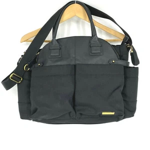 Skip Hop Diaper Bag Black Chelsea Downtown Satchel Gold Hardware Baby Pockets - Picture 1 of 12