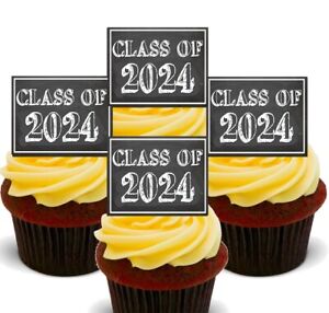 Class of 2024 Edible Cupcake Toppers, Graduation Stand-up Fairy Cake Decorations