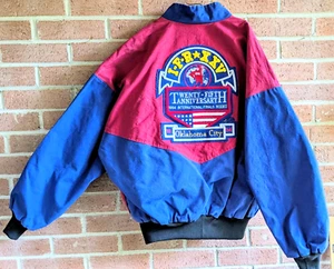 Vintage 90er Jacke Mantel bestickt IFR Rodeo OK Cowboy Biene Wild USA Color Block - Bild 1 von 9