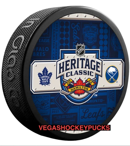 2022 NHL HERITAGE CLASSIC OFFICIAL DUELING TEAM SOUVENIR PUCK **IN STOCK** Cover
