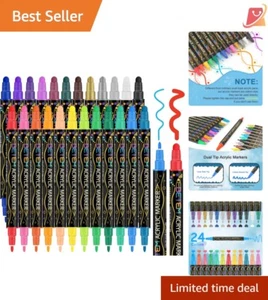 24 Colors Dual Tip Paint Pens - Markers for All Surfaces & DIY Crafts - Picture 1 of 8
