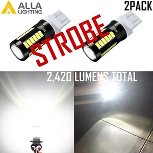 Alla Lighting White LED 7440 STROBE FLASHING to Solid REVERSE Backup Light Bulb - Picture 1 of 11