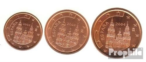 Spain E1 - 3 2004 uncirculated (BU) 2004 circulation coin 1, 2 and 5 - Image 1 of 1