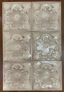 Antique Cambridge Art Tile Works Glazed Fireplace Tiles - Set of Six - Picture 1 of 15