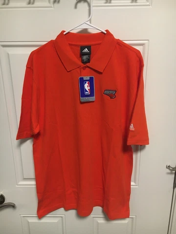 Vintage NBA Polo Charlotte Bobcats Mens Size Medium ADIDAS Shirt Orange NEW Cover