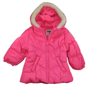 Osh Kosh B'gosh Infant Girls Pink Faux Fur Trim Coat Size 12M $60 - Picture 1 of 2