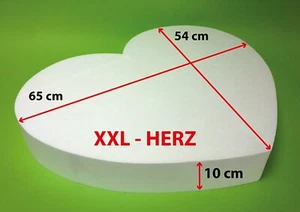 Herz 65/54/10 cm 2-teiliges XXL Herzform groß unbemalt Basteln Styropor teilbar - Picture 1 of 18