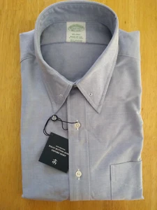 NWT Brooks Brothers Blue Supima Cotton Pin Collar 15.5-33 Milano MSRP $140 - Picture 1 of 6