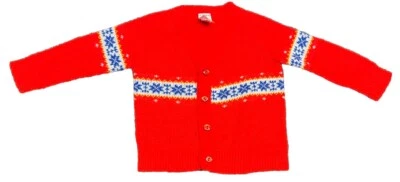 Cárdigan Suéter Bebé Vintage Sears Rojo Abotonado Navidad 12-18 Meses Foto 1 de 4