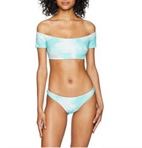 Bikini Vix Paula Hermanny Estampado Pluma Fuera del Hombro Azul Dos 2 Piezas Nuevo con Etiquetas S - Imagen 1 de 7