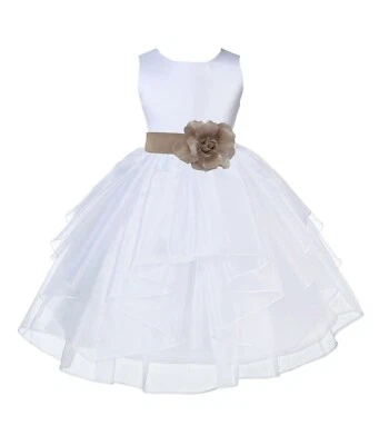 Organza White Flower Girl Dress Junior Pageant Dress Birthday Girl Dress 4613t  - Image 1 of 4