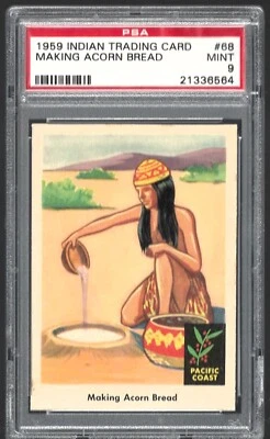 1959 Indian Trading Card #68 Making Acorn Bread PSA 9 Mint 21336564 - Image 1 of 2