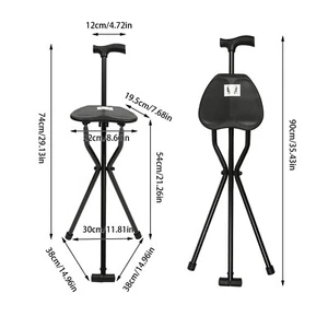 Portable Travel Hiking Chair Stool,Tripod Folding,Walking Stick with Seat - Picture 1 of 19