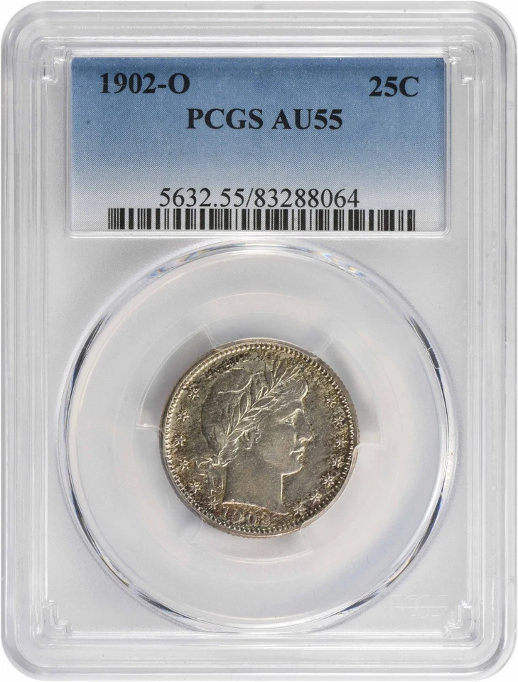 1902-O Barber Silver Quarter AU55 PCGS - Image 1 of 2
