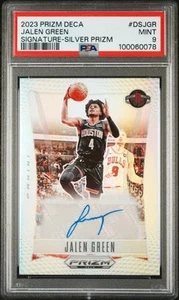 2023 PANINI PRIZM DECA SIGNATURES Jalen Green DSJGR Silver PSA 9 - Picture 1 of 2