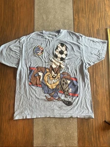 Looney Tunes Taz Team USA Size 2XL Cotton USA Mens Blue Olympic Soccer T-Shirt - Picture 1 of 6