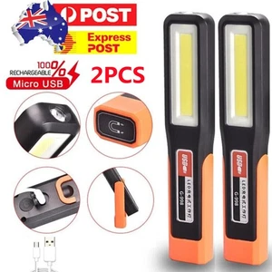 2x Foldable COB LED Torch Work Light Rechargeable Car Garage Mechanic Torch Lamp - Picture 1 of 12