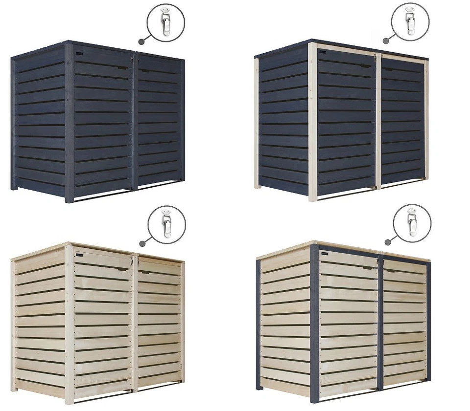 FAIRPREIS-DESIGN Mülltonnenbox Mülltonnenverkleidung aus Holz bis 240 Ltr. Modell Hamburg