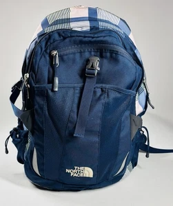 The North Face Damen Recon Rucksack blau kariert Besatz Wandern Laptop Daypack - Bild 1 von 13