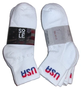 6 Pairs Mens USA Logo White Cushioned Cotton Ankle Socks US Made 9-12 Shoe - Picture 1 of 6