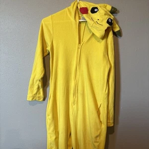 Pokemon Pikachu Unisex Hooded Jumpsuit /Pajamas/Costume Size S - Picture 1 of 7