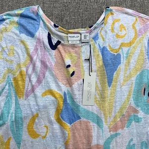 Rachel Zoe Damen XL Bluse 100% Leinen Blumendruck Sommer Freizeit Oberteil Neu mit Etikett - Bild 1 von 7