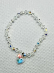 1950s Japan Handmade With Swarovski Aurora Borealis Crystals Bead 7”Bracelet AB - Picture 1 of 9