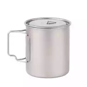 Outdoor Titanium Pot 450ml 550ml 650ml 750ml Picnic Camping Cookware Water Mug - Picture 1 of 16