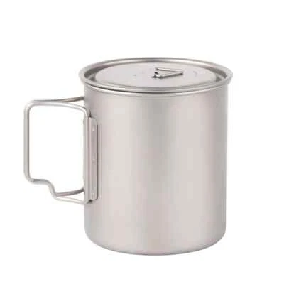 Outdoor Titanium Pot 450ml 550ml 650ml 750ml Picnic Camping Cookware Water Mug - Image 1 of 4