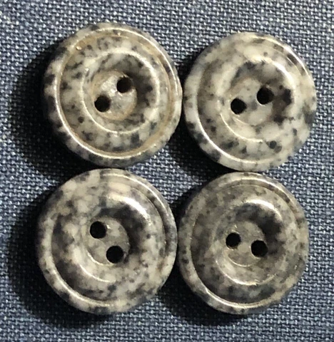 SET OF 4 GREY MARBLED  ANTIQUE CHINA  BUTTONS ~ 5/8" ~RE-ENACTORS Cover