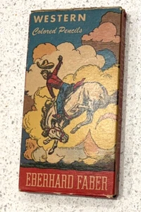 Vintage Western Colored Pencils Eberhard Faber - Original Old West-Themed Box - Picture 1 of 4