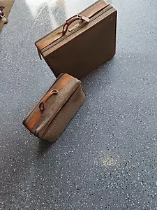 Hartmann Tweed Vintage Suitcases Luggage Belted Leather Hard Toile Fab EXCELLENT - Picture 1 of 7