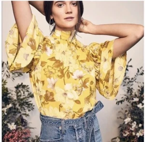 Happy X Nature Yellow Floral Dress Ruffle by Kate Hudson Size XS (1) - Bild 1 von 5
