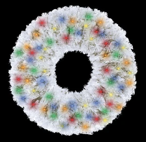 2' White Sequoia Wreath with Pre-Lit Multicolor LED Lights - Picture 1 of 1