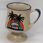 Vintage Florida Pedestal Coffee Mug Tea Cup Rainbow Palm Trees Fnc Inc 10Oz
