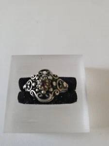 Jugendstil 835er Silber Ring 1x Granat Trachtenschmuck Meisterpunze - Bild 1 von 4