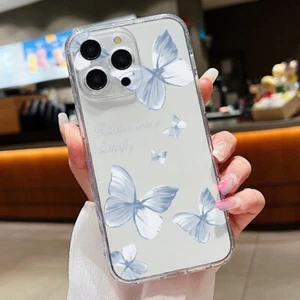 Blue Butterfly For iPhone 15 Pro Max 14 13 12 11 X XS 7 8 Shockproof Case Cover - Picture 1 of 18