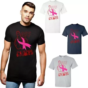 F*ck Off Breast Cancer Awareness T-Shirt Middle Finger Pink Ribbon Health Tops - Picture 1 of 1