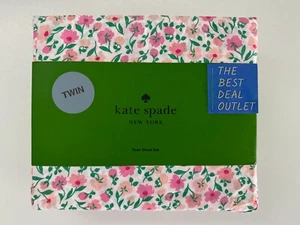 New Kate Spade Twin Sheet Set 3 PCS Deep Fit Pink Cotton Percale Christmas Gift - Picture 1 of 4