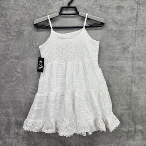Girls Art Class Eyelet Tiered White Dress Spaghetti Strap Boho Size S (6/6X) - Picture 1 of 7