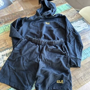 Jack Wolfskin Dog Paw Hoodie Black Pullover Long Sleeve Size S With Shorts S - Picture 1 of 4