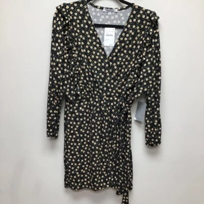 Velvet Torch Womens Wrap Dress Black Floral Stretch V Neck Long Sleeve XL New - Image 1 of 4