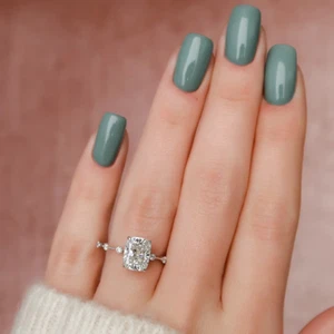Fede nuziale 1,70 CT taglio cuscino certificato IGI diamante coltivato in laboratorio oro bianco 14 carati - Foto 1 di 13
