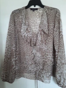 Women's Evan Picone Sheer Ruffle  Top Blouse ~  Sz 16 - Picture 1 of 3
