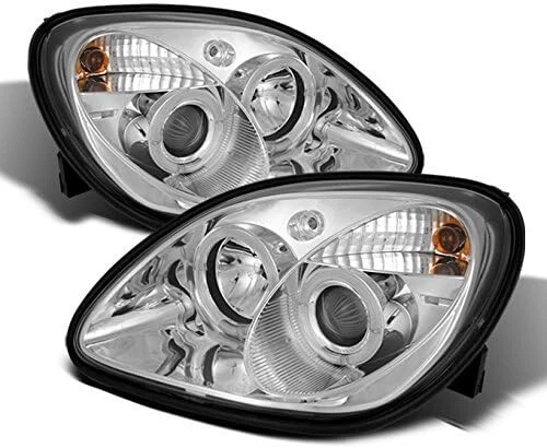 Par de faros proyectores cromados doble halo para Mercedes-Benz SLK R170 1998-2004 Foto 1 de 4