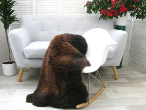 SHEEPSKIN RUG BRITISH HERDWICK REAL SOFT DENSE FUR SKIN NATURAL CHAIR COVER J380 - Picture 1 of 15